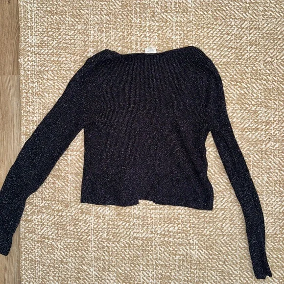 Abercrombie Black Glitter Open-Front Cardigan- Size Medium - Picture 5 of 10